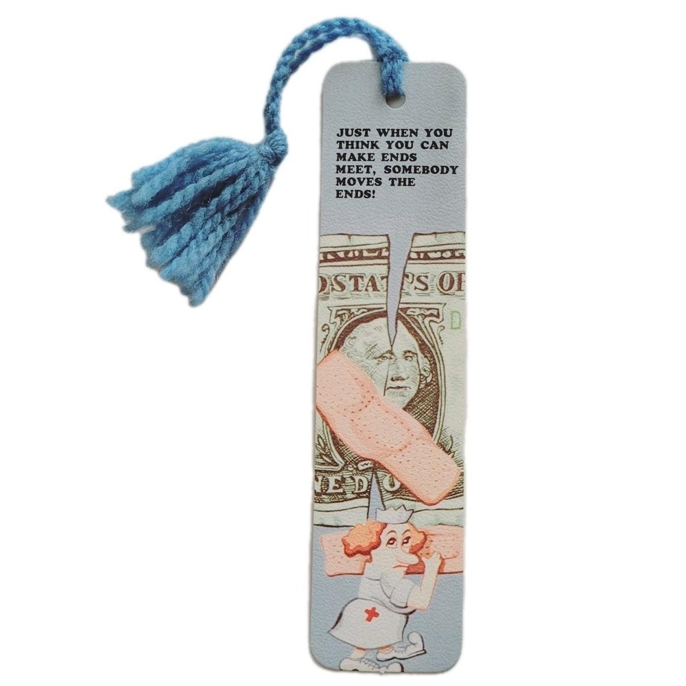 Vintage 70s Healthcare Costs Nurse Bookmark Tassel 1976 Antioch Bookplate, H-148